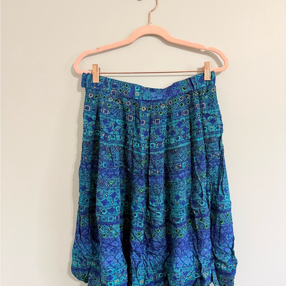 Koret Blue and Green Printed Circle Skirt